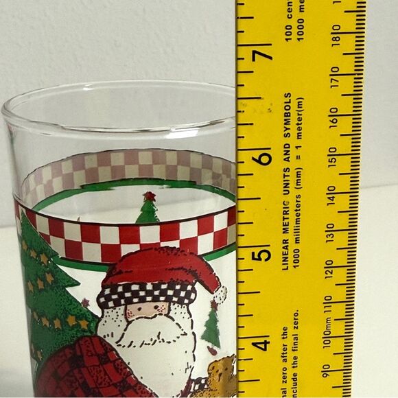 4 Vintage Debbie Mumm Woodland Santa Christmas Glass Cups - Picture 4 of 5